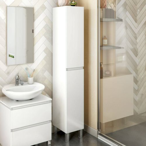 Mobile colonna 2 ante 30x182h cm bianco lucido - Noru
