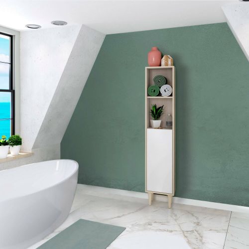 Mobile colonna 30x150h cm rovere e bianco lucido - Lazzarina