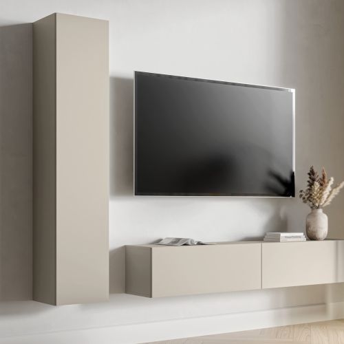 Mobile Colonna Beige 4 Ripiani Un'anta 35x32x168h cm, Supporta Fino a 3 kg per Ripiano - Chiari