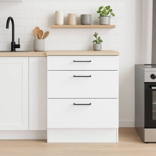 Mobile con cassetti 60x90h cm bianco e rovere - Sirea