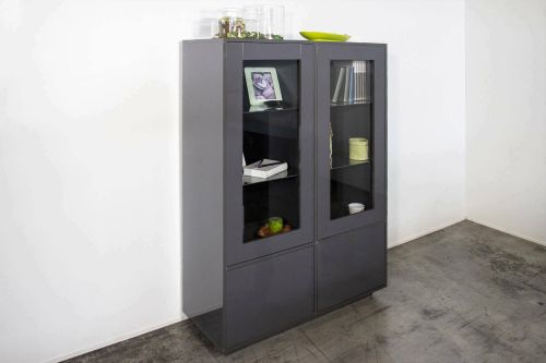 Mobile con vetrina 4 ante 100x41x146h cm antracite lucido - Agostino
