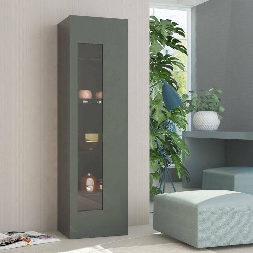 Mobile con vetrina elegante 45x34x162h cm antracite lucido - Adatka