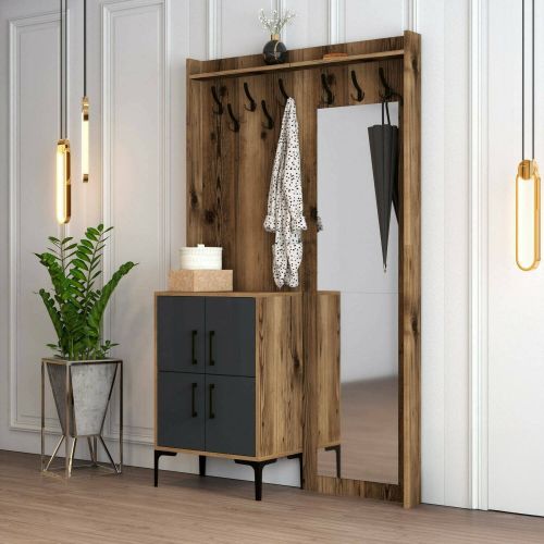Mobile da ingresso 2 ante noce e antracite 120x200h cm - Isidore