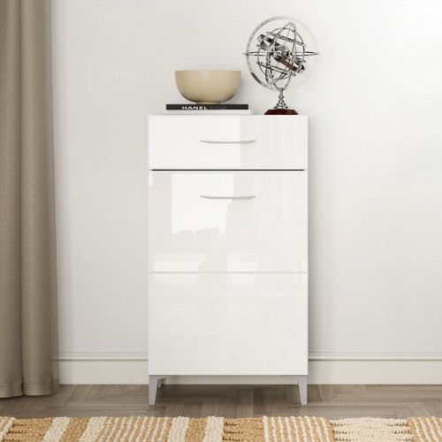 Mobile da Ingresso Bianco 2 Ripiani un Cassetto 58x35x104.5h cm, Un'anta - Ossona