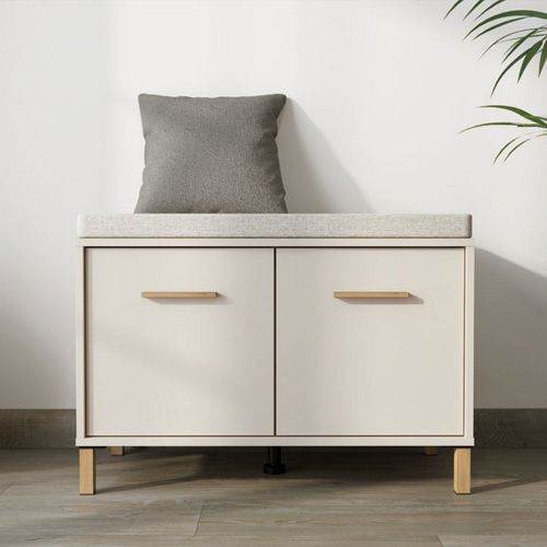Mobile da Ingresso Bianco Crema Grigio Chiaro un Ripiano 2 Ante 80x40x57h cm, 2 Vani - Marciana