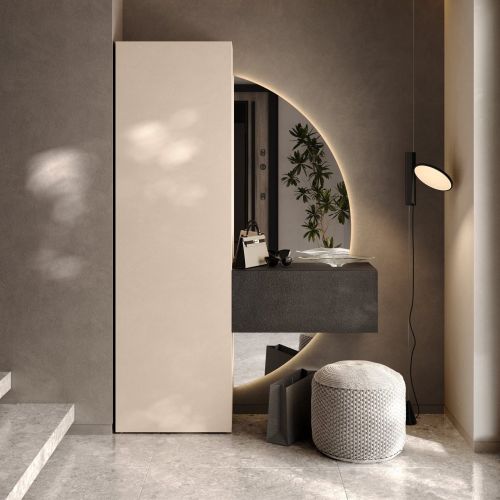Mobile da Ingresso Bianco Crema Marrone Noce 15 Paia Cassetti 123x30x186h cm, 4 Ripiani Made in Italy - Faicchio