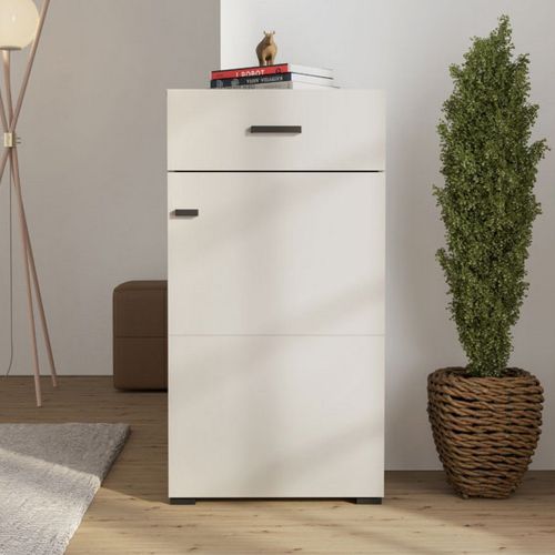 Mobile da Ingresso Bianco Crema Nero un Cassetto 2 Ripiani 51.5x35x98h cm, Un'anta - Trevi