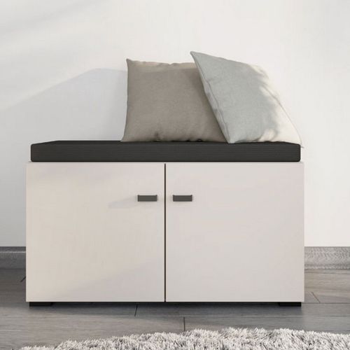 Mobile da Ingresso Bianco Crema Nero un Ripiano 2 Ante 77x35x40.5h cm, 2 Vani - Druento