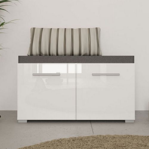 Mobile da Ingresso Bianco Grigio un Ripiano 2 Ante 79x35x45h cm, 2 Vani - Cannole