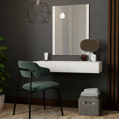 Mobile da Ingresso Bianco Specchio Incluso Paia 80x42x97h cm, un Cassetto - Premolo