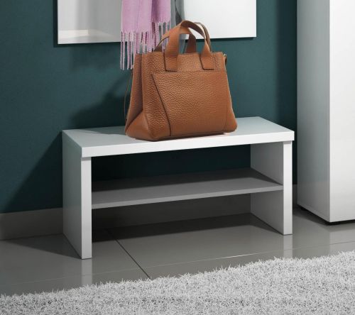 Mobile da ingresso Brazzaville, Entratina appendiabiti, Composizione per atrio, Consolle portaoggetti multifunzione, Made in Italy, 80x40h40 cm, Bianco lucido e Antracite