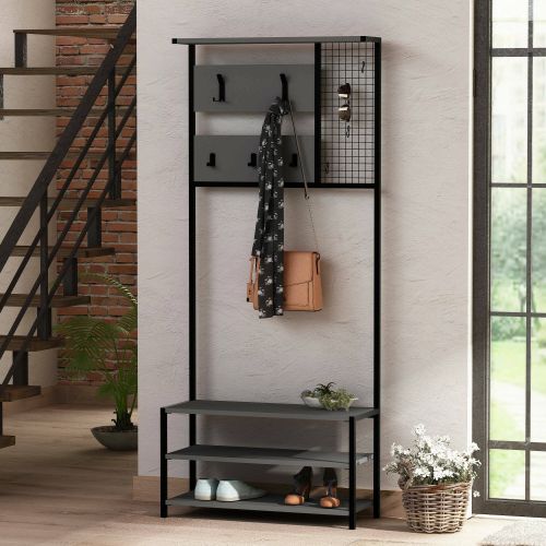 Mobile da ingresso da parete antracite e nero 78x182h cm - Varsavia