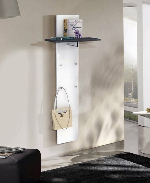 Mobile da ingresso elegante sospeso bianco lucido e ardesia 50x140h cm - Nives