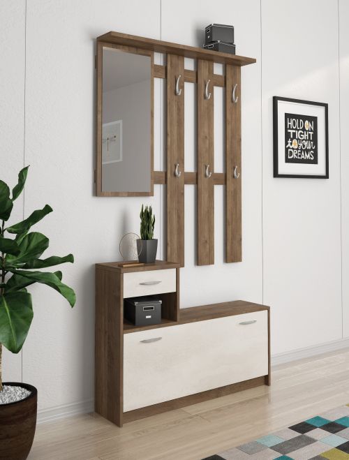 Mobile da ingresso Garolfo, 100x25h180 cm, Quercia e Bianco