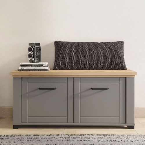 Mobile da Ingresso Grigio Marrone Rovere un Ripiano 2 Ante 103.5x41x47.5h cm, 2 Vani - Menfi