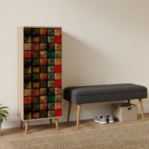 Mobile da Ingresso Marrone Quercia Nero Antracite 16 Paia Cassetti 50x38x135h cm, 7 Ripiani - Podgorica