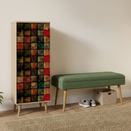 Mobile da Ingresso Marrone Quercia Verde 16 Paia Cassetti 50x38x135h cm, 7 Ripiani - Podgorica