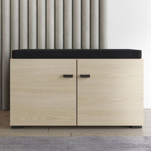 Mobile da Ingresso Marrone Rovere Nero un Ripiano 2 Ante 77x35x40.5h cm, 2 Vani - Druento