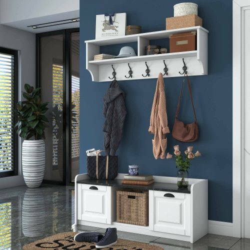 Mobile da ingresso sospeso 2 ante bianco e grigio 120x37h cm - Frank