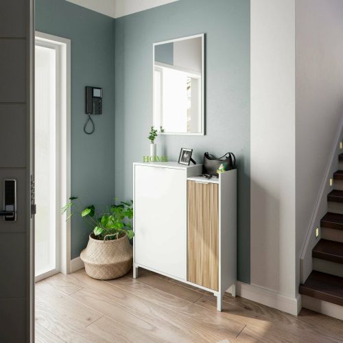 Mobile da ingresso sospeso 2 ante bianco e rovere 77x91h cm - Alambicco