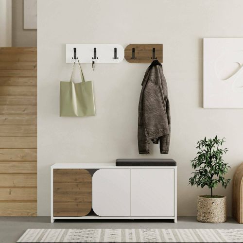 Mobile da ingresso sospeso 3 ante quercia e bianco 104x52h cm - Riga