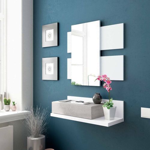 Mobile da ingresso sospeso con cassetto bianco e cemento 75x90h cm - Anro