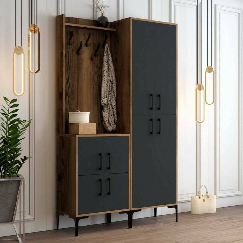 Mobile ingresso 4 ante noce e antracite 120x200h cm - Eufemia