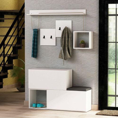 Mobile ingresso a scacchi sospeso 2 ante bianco 120x76h cm - Lariana