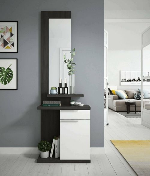 Mobile ingresso con cassetto bianco e grigio cenere 61x186h cm - Axell