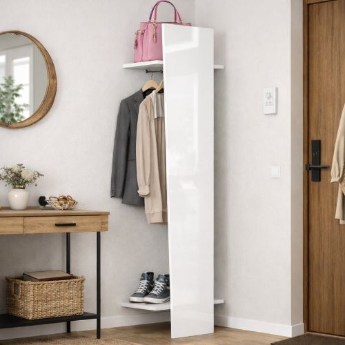 Mobile ingresso moderno da parete bianco lucido 50x200h cm - Allinko