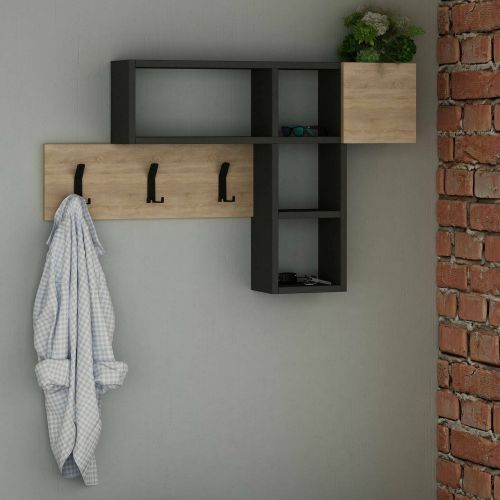 Mobile ingresso sospeso quercia e antracite 99x61h cm - Yagi