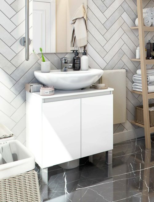 Mobile lavabo 2 ante 60x40x63h cm bianco lucido - Jerome