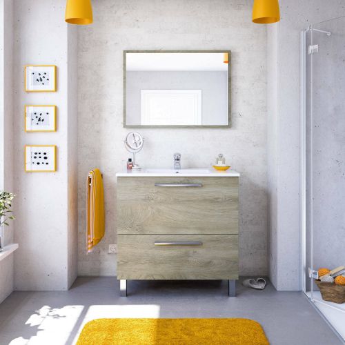 Mobile lavabo 2 cassetti 80x80x45h cm rovere - Abel