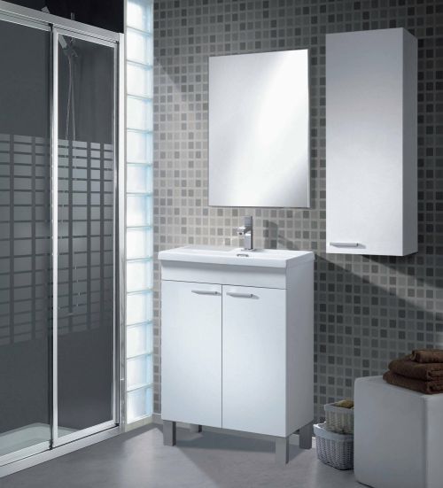 Mobile lavabo sospeso con specchio 50x80x40h cm bianco - Almenia