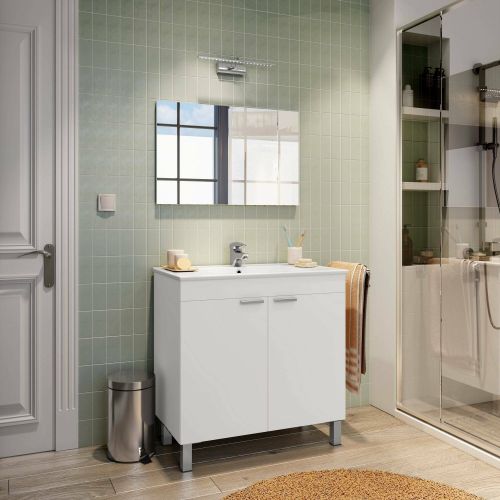 Mobile lavandino 2 ante 80x45x80h cm bianco lucido - Florante