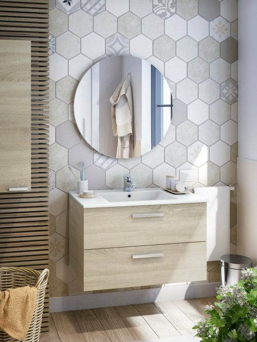 Mobile lavandino 2 cassetti 80x45x50h cm rovere - Felix