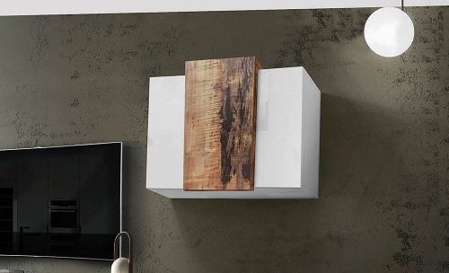 Mobile pensile 3 ante 90x66h cm bianco lucido e acero - Andras