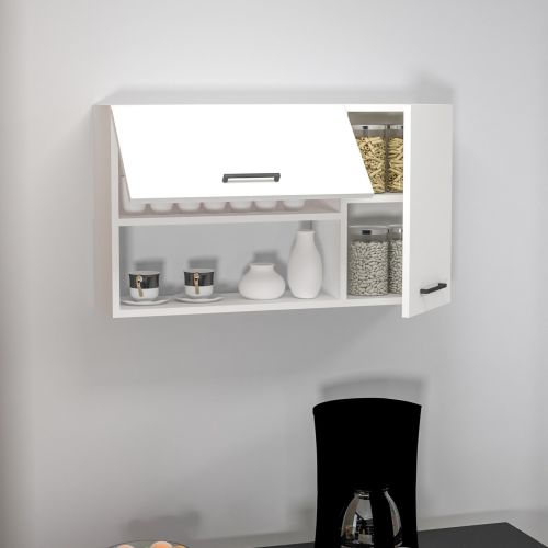 Mobile Pensile Bianco 2 Ripiani 2 Ante 90x52h cm, 4 Vani - Rassa