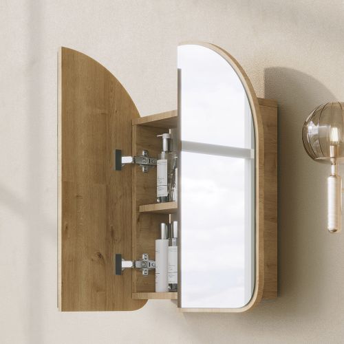 Mobile Pensile Marrone Rovere Trasparente Specchio Incluso un Ripiano 60x70h cm, 2 Ante - Vigano