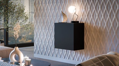 Mobile Pensile Nero Antracite un Ripiano Modulabile 49.9x50h cm, Apertura Push Pull - Sparone