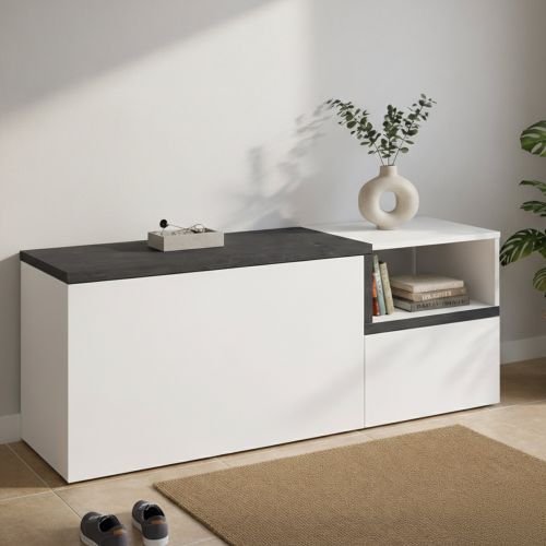 Mobile per ingresso 2 ante bianco lucido e ardesia 120x54h cm - Aska