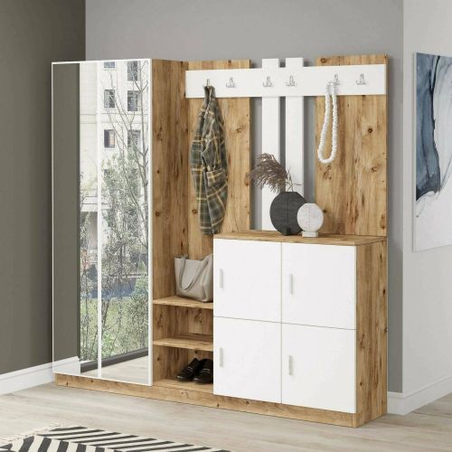 Mobile per ingresso 4 ante quercia e bianco 187x180h cm - Artin