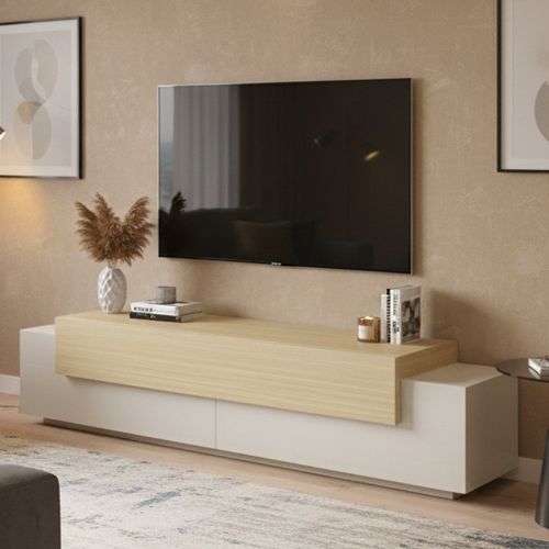 Mobile Porta tv Beige 3 Ripiani 4 Vani 200x45x51.5h cm, 3 Ante - Cassino