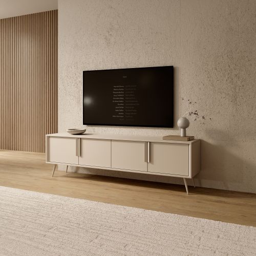 Mobile Porta tv Beige Cashmere un Ripiano 4 Ante 187x40x83h cm, con Piedini - Kalorile