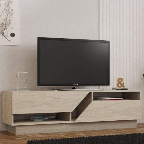 Mobile Porta tv Beige Marmo 2 Ripiani 2 Ante 160x40x45h cm, 5 Vani - Spilinga