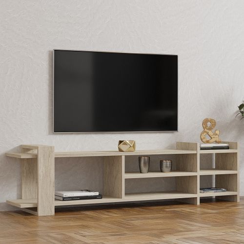 Mobile Porta tv Beige Marmo Beige Marmo 2 Ripiani 5 Vani 156x30x40h cm, Peso Supportato 40 kg - Zubiena