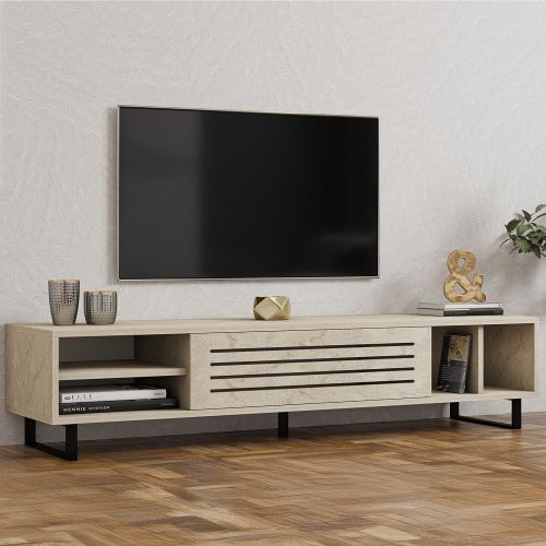 Mobile Porta tv Beige Marmo un Ripiano Un'anta 160x40x35h cm, 5 Vani - Sovico