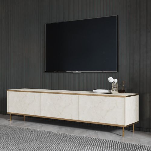 Mobile Porta tv Beige Maro 3 Vani 3 Ante 180x35x45h cm, Apertura a Ribalta - Sassello