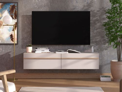 Mobile Porta tv Beige Marrone Rovere un Ripiano 2 Ante 154x41.5x32h cm, 2 Vani - Carcare