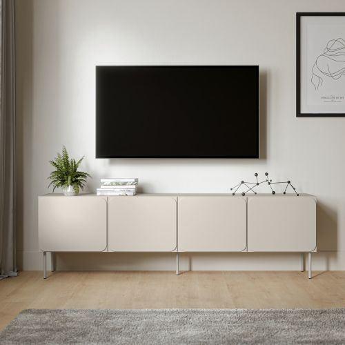Mobile Porta tv Beige un Ripiano 2 Ante 200x42x60h cm, 4 Vani - Mornago
